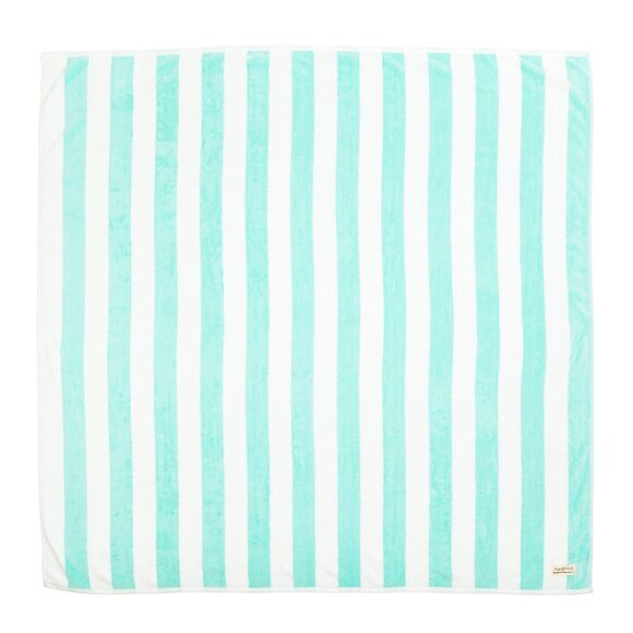 Business & Pleasure  Co. Large Retro Aqua Stripes Beach Blanket Towel NWT - Picture 4 of 6
